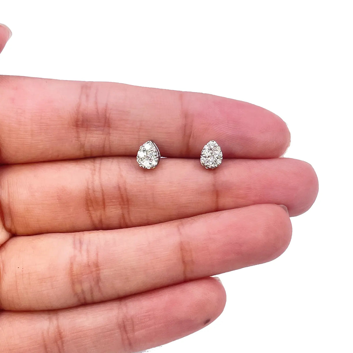 18ct White Gold Round Diamonds Teardrop Studs Earrings 0.33ct 