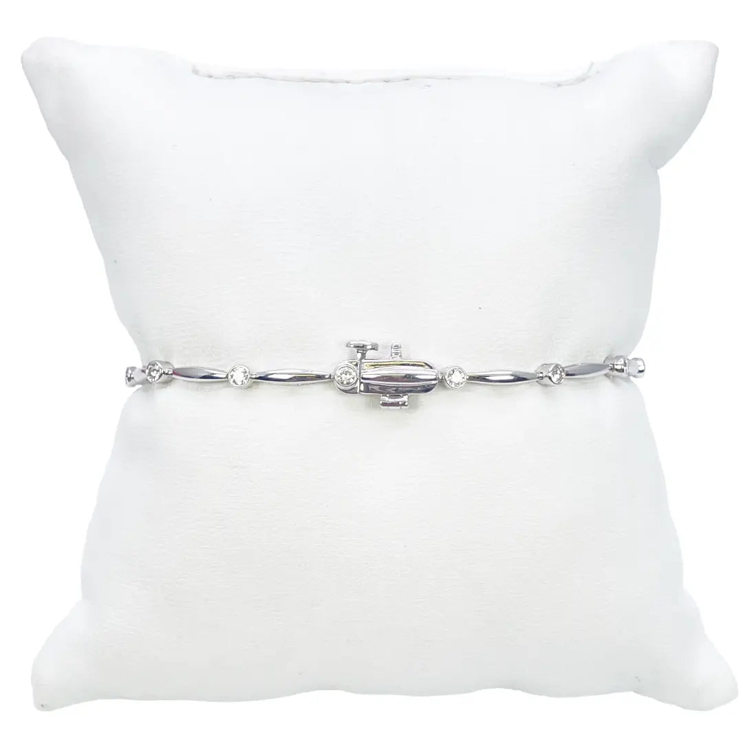 18ct White Gold Round Natural Diamond Bamboo Bracelet 0.55ct 7 Inches  Diamond Bracelets