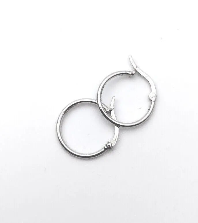 18ct White Gold Simple Round Hoop Earrings 15mm diameter 1.5gm  Gold earring