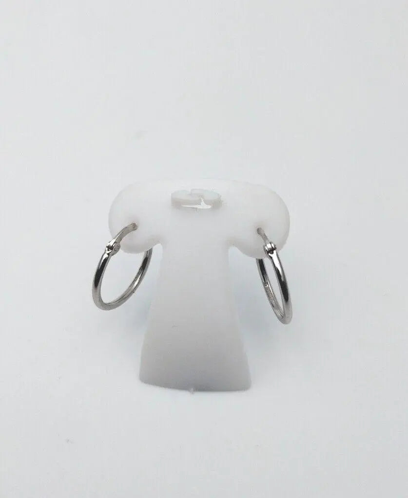 18ct White Gold Simple Round Hoop Earrings 15mm diameter 1.5gm  Gold earring