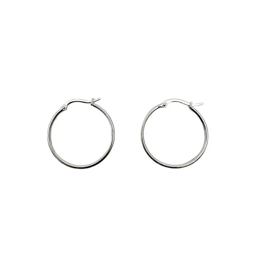 18ct White Gold Simple Round Hoop Earrings 2cm diameter 2.1gm  Gold earring