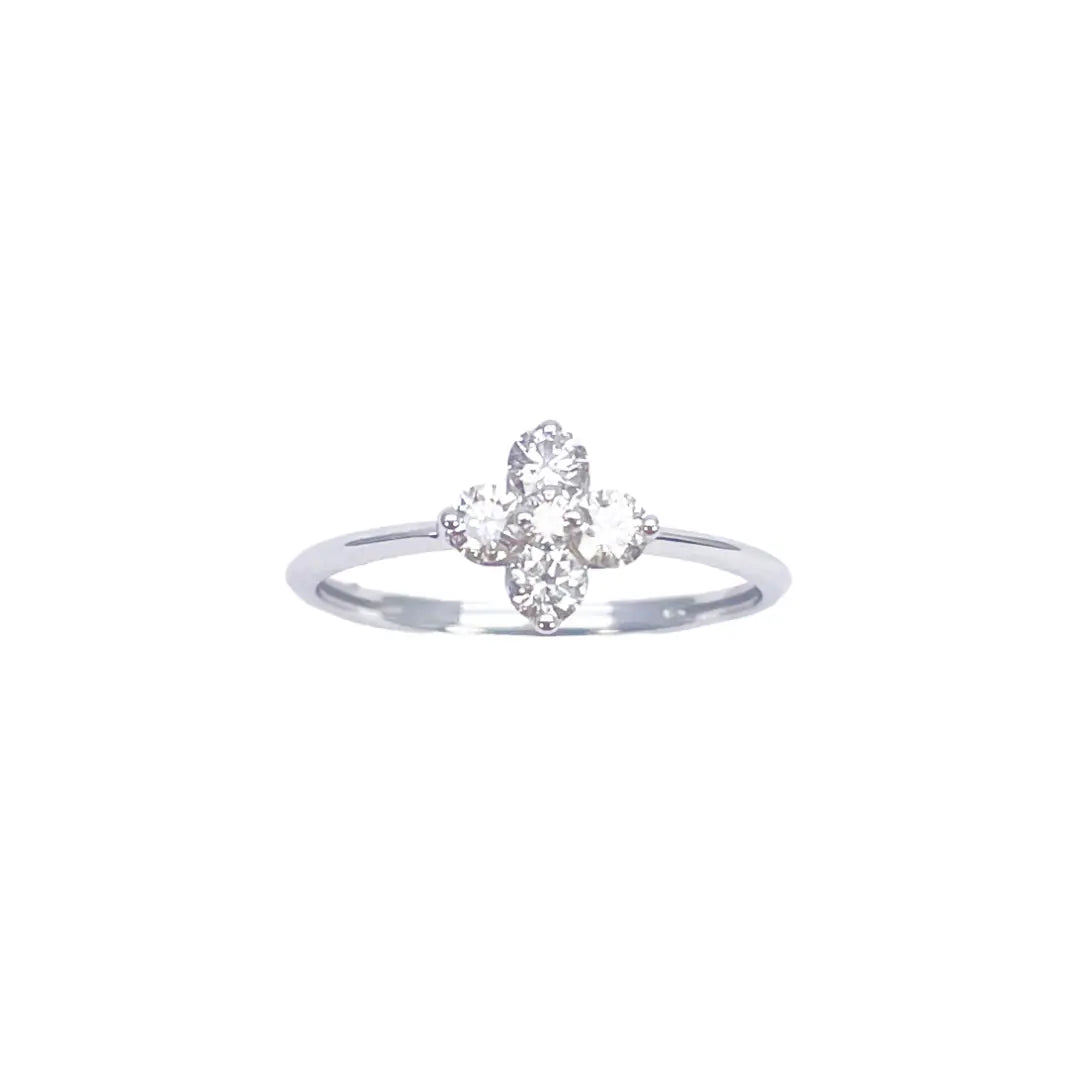 18ct White Gold Small Diamond Flower Ring 0.36ct  Diamond Ring