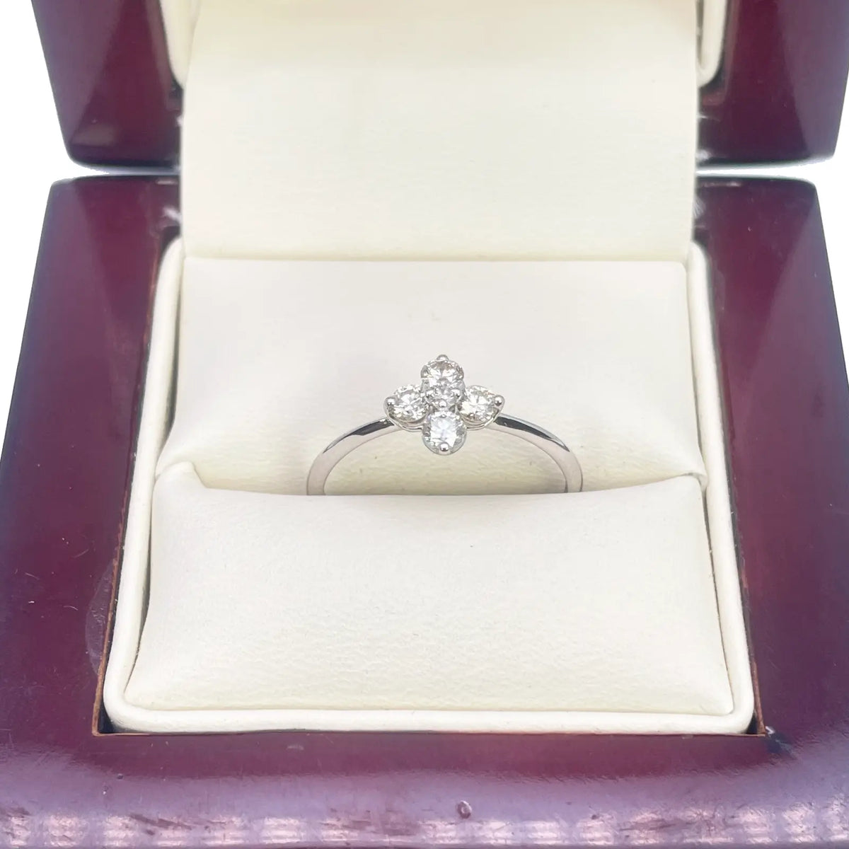 18ct White Gold Small Diamond Flower Ring 0.36ct  Diamond Ring