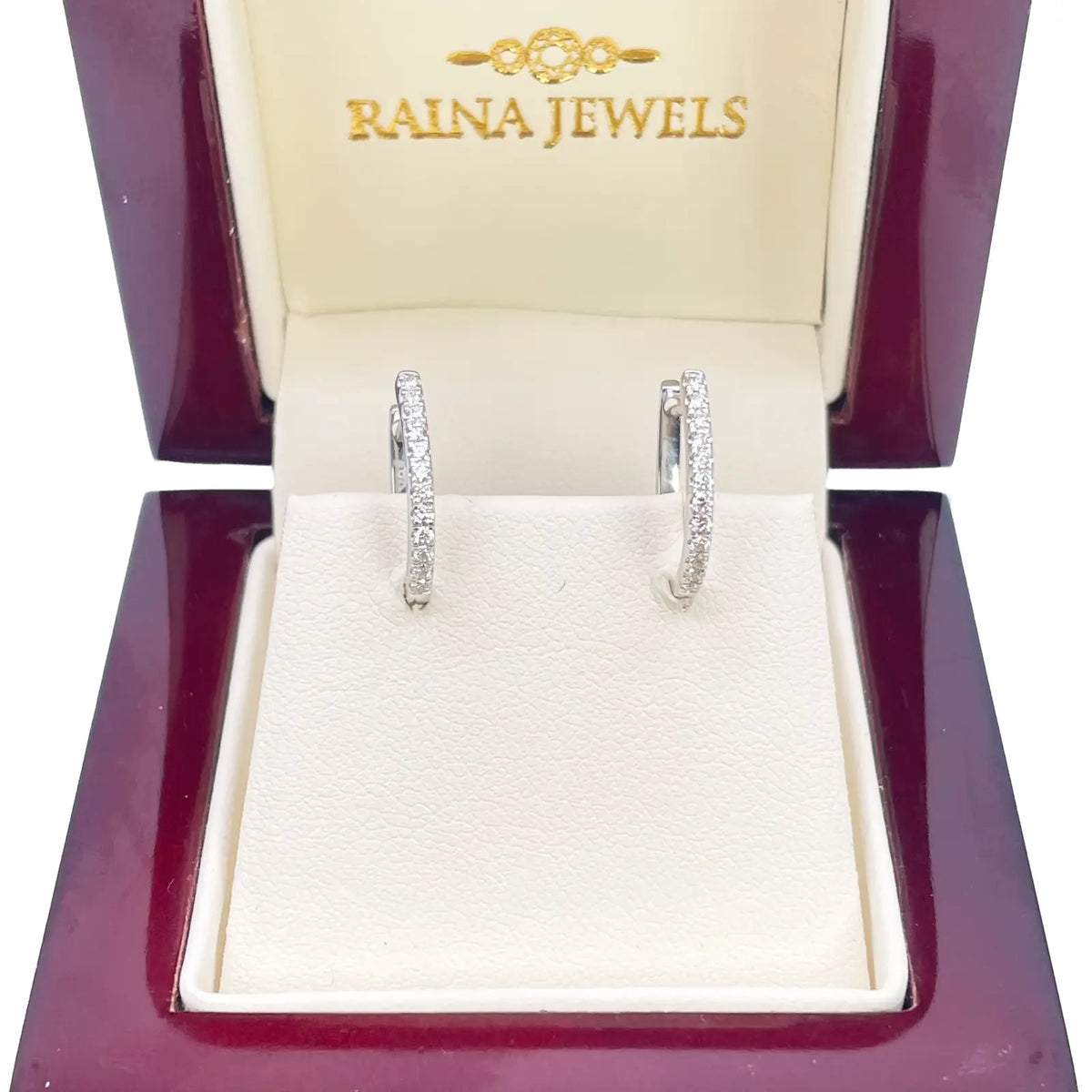 18ct White Gold Small Pave Diamond Hoop Earrings 0.20ct  Diamond Bracelets