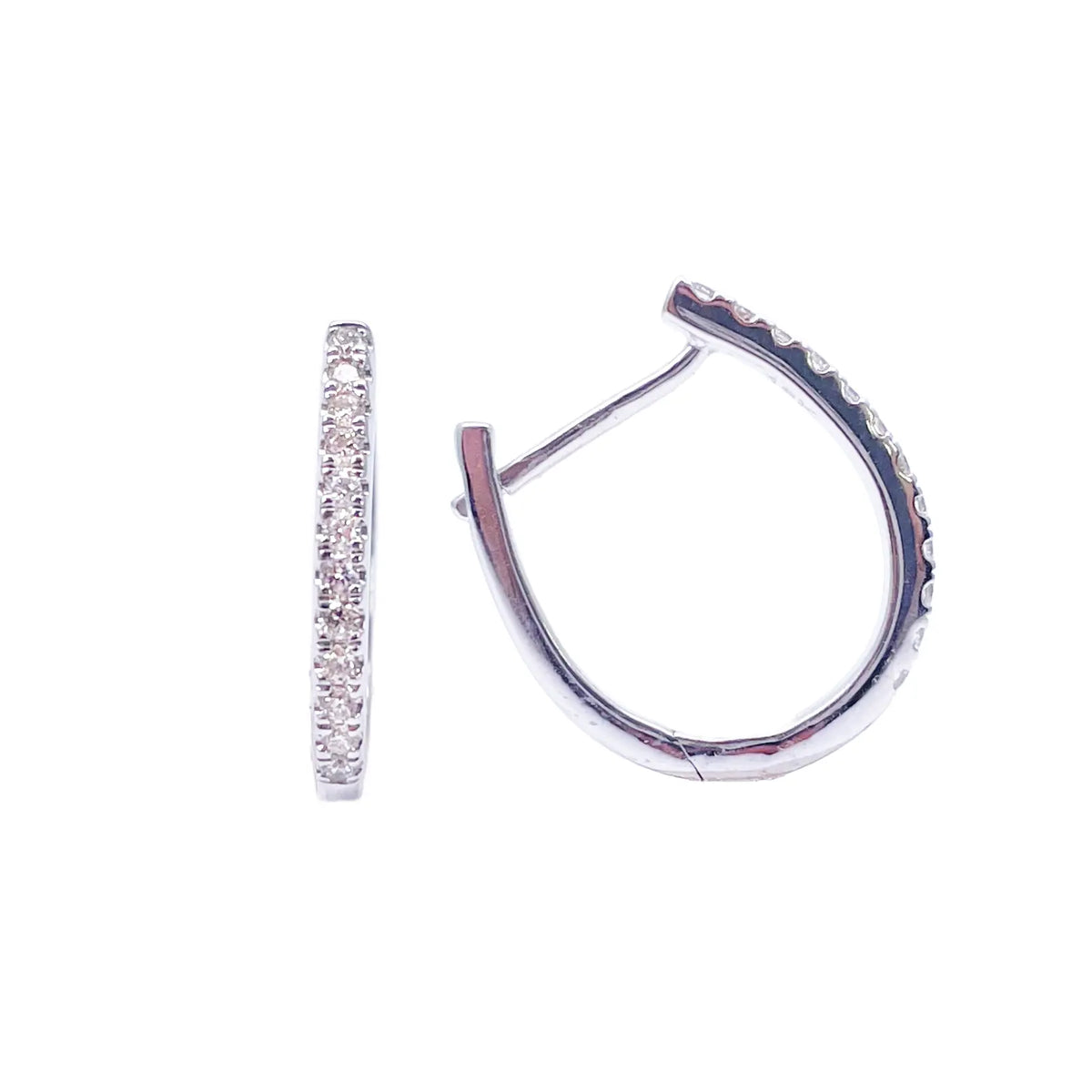 18ct White Gold Small Pave Diamond Hoop Earrings 0.20ct  Diamond Bracelets