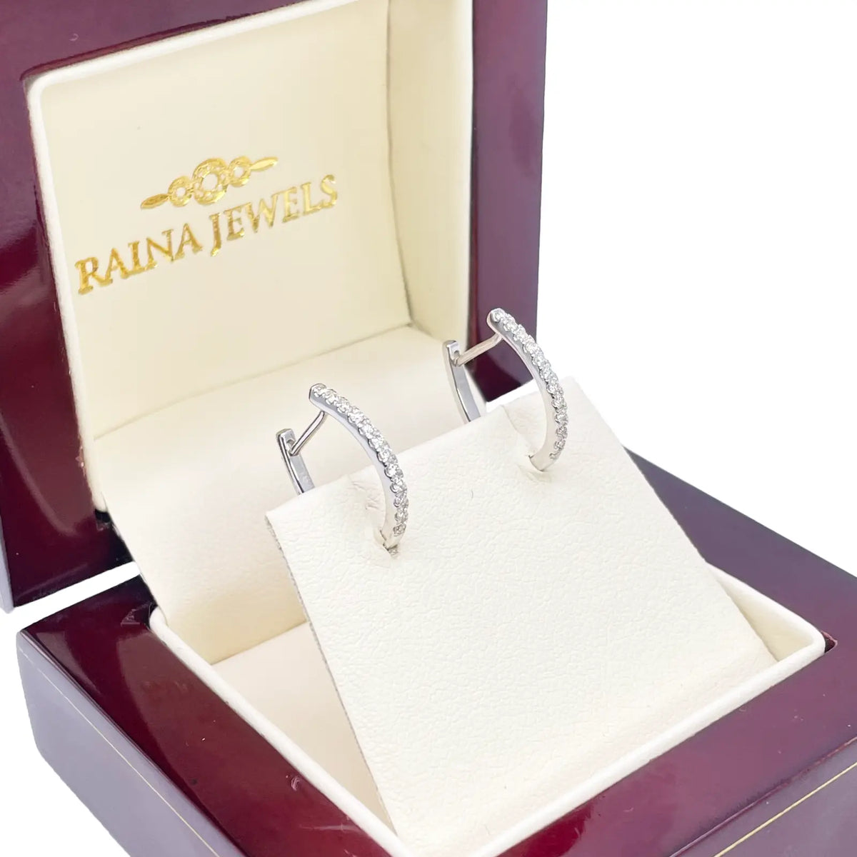18ct White Gold Small Pave Diamond Hoop Earrings 0.20ct  Diamond Bracelets