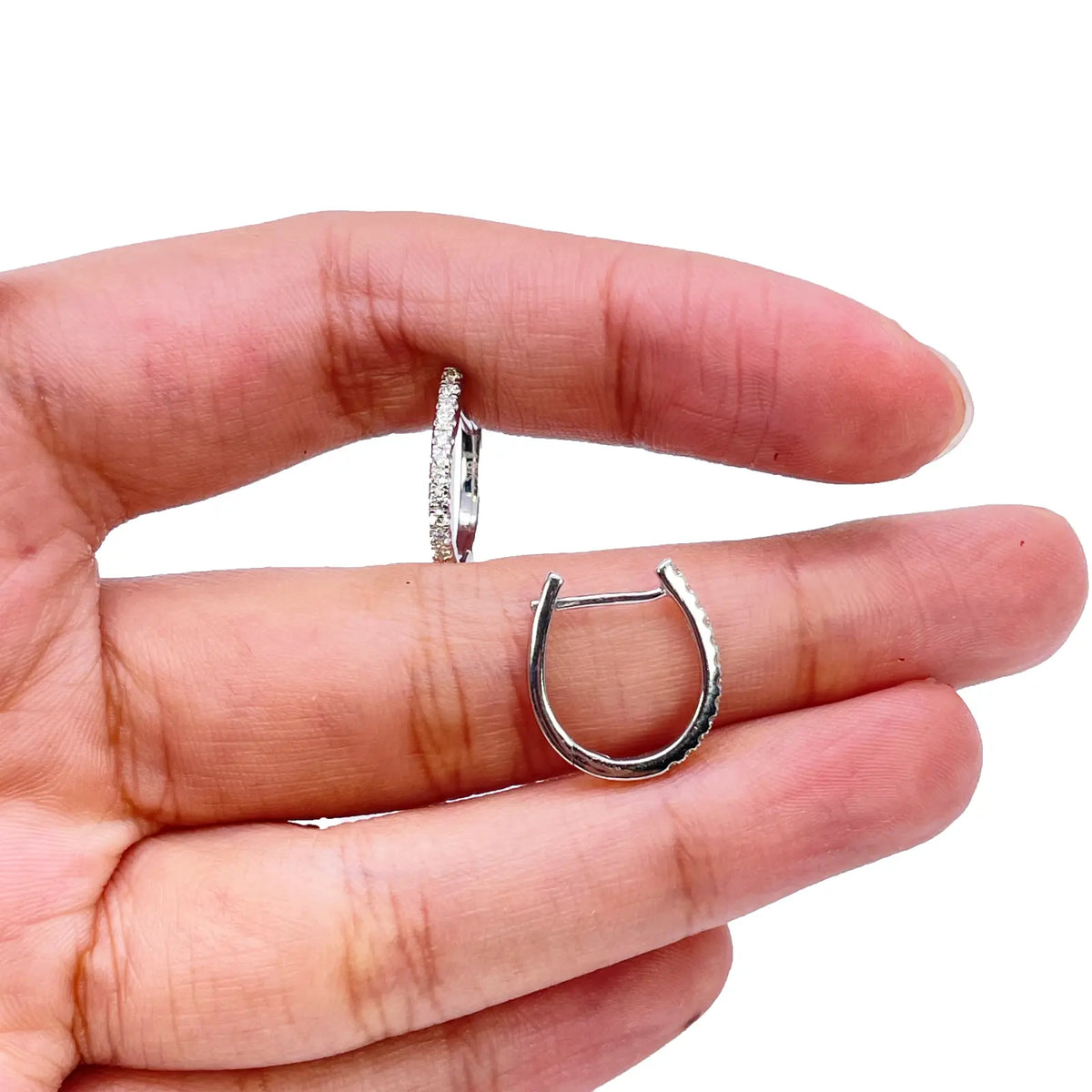 18ct White Gold Small Pave Diamond Hoop Earrings 0.20ct  Diamond Bracelets