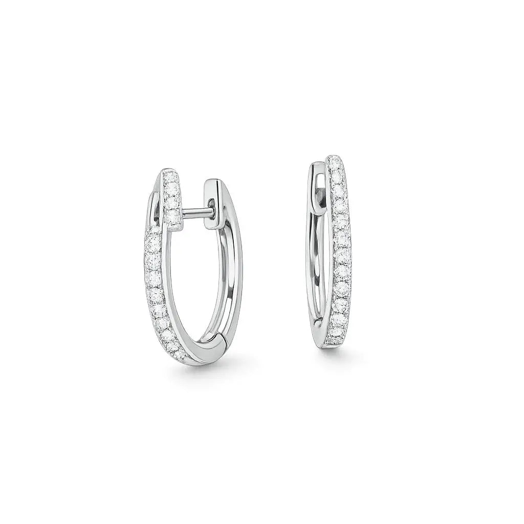18ct White Gold Small Pave Diamond Hoop Earrings 0.20ct  Diamond bracelet