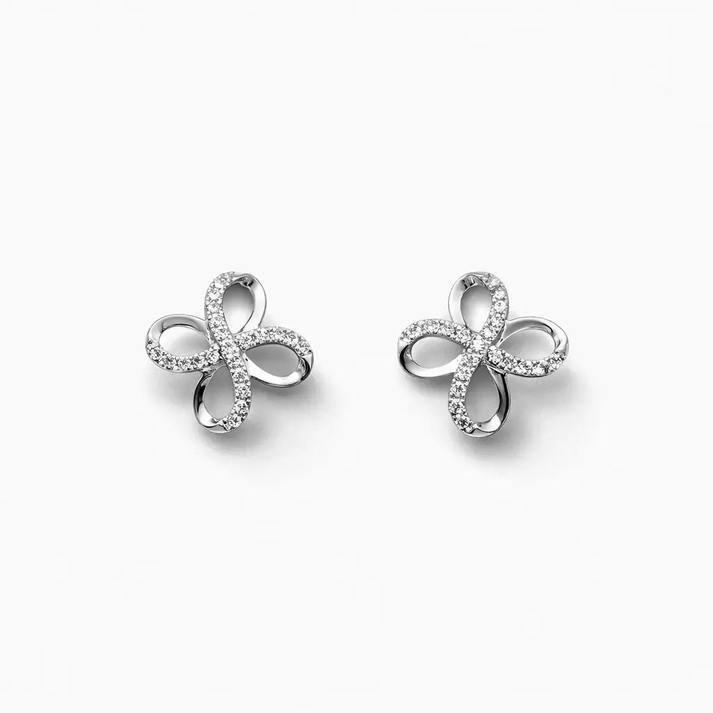 18ct White Gold Swirl Infinity Diamond Earrings & Matching Pendant 0.17ct  Diamond Pendant