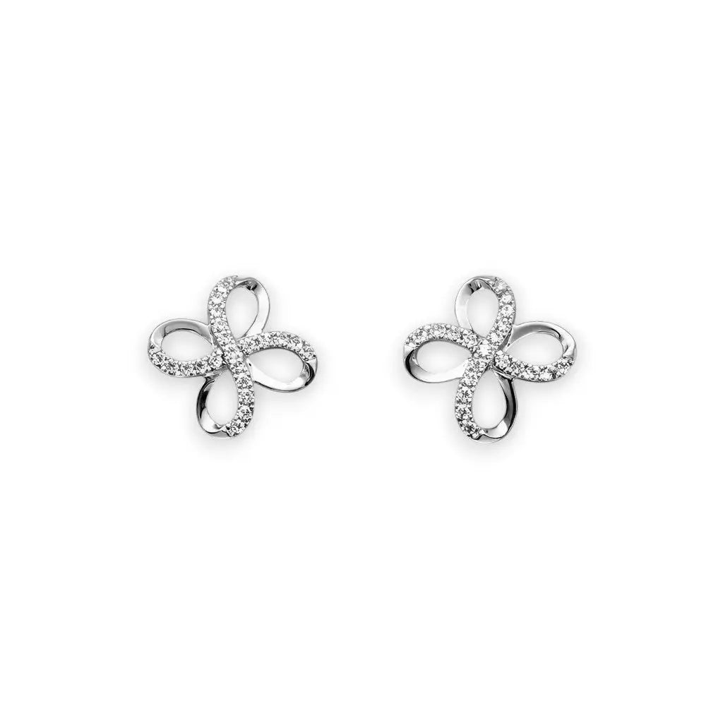 18ct White Gold Swirl Infinity Diamond Earrings & Matching Pendant 0.17ct  Diamond Pendant