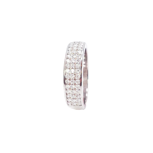 18ct White Gold Three Row Natural Diamond Half Eternity Wedding Band 0.45ct  Diamond Ring