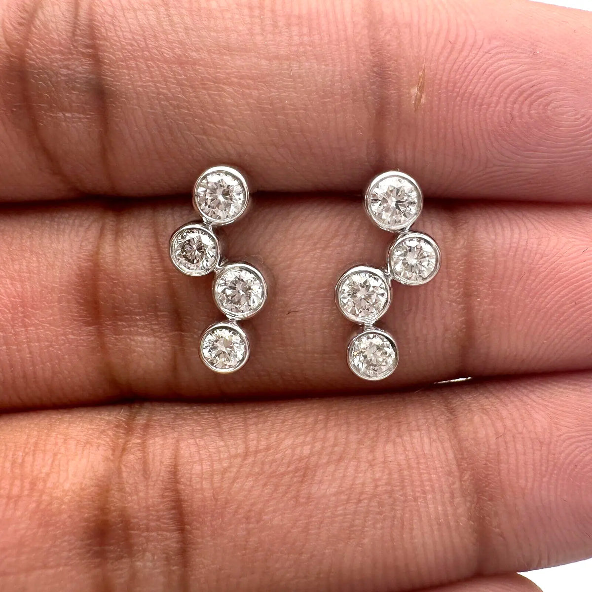 18ct White Gold & Natural Diamond Bubble Drop Earrings 0.65ct  Diamond earring