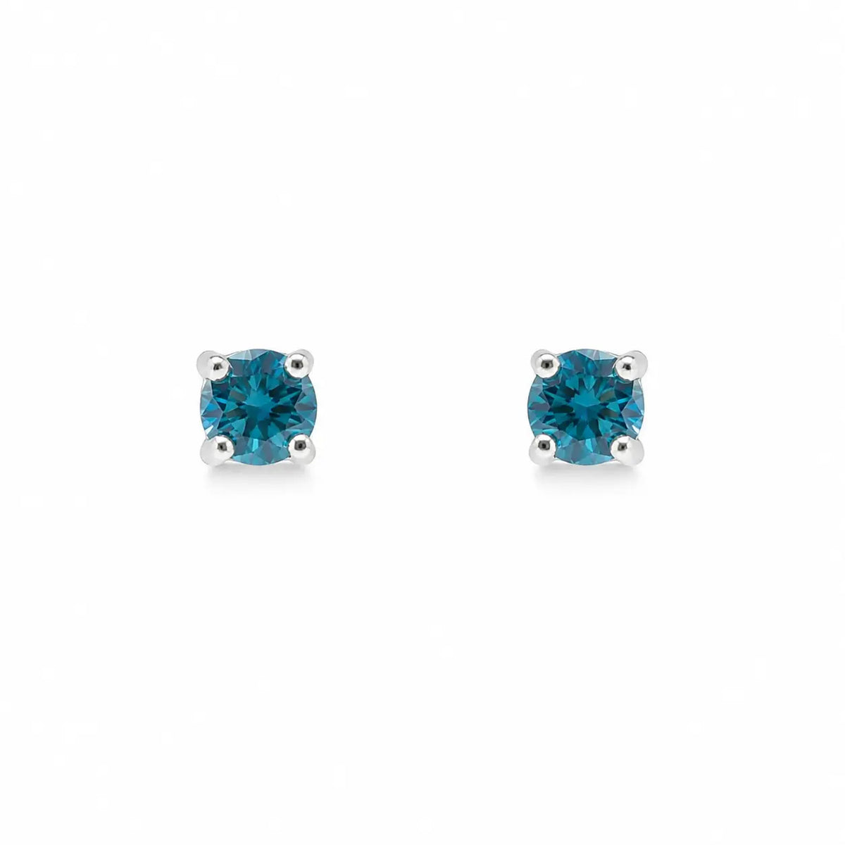18ct White Gold & Natural Round 4-Claw Blue Diamond Children's Earrings 0.05ct  Children's diamond earring