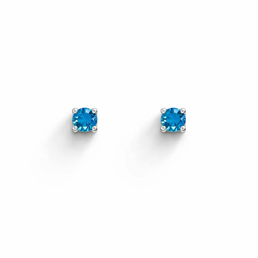 18ct White Gold & Natural Round 4-Claw Blue Diamond Children's Earrings 0.15ct  Children's diamond earring