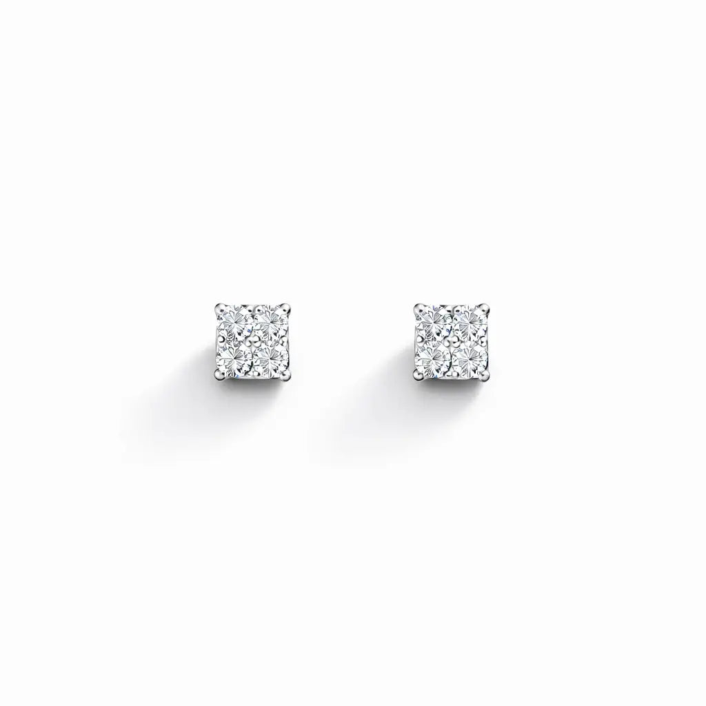 18ct White Gold & Princess Cut Diamonds Stud Earrings 0.31ct  Gold earring