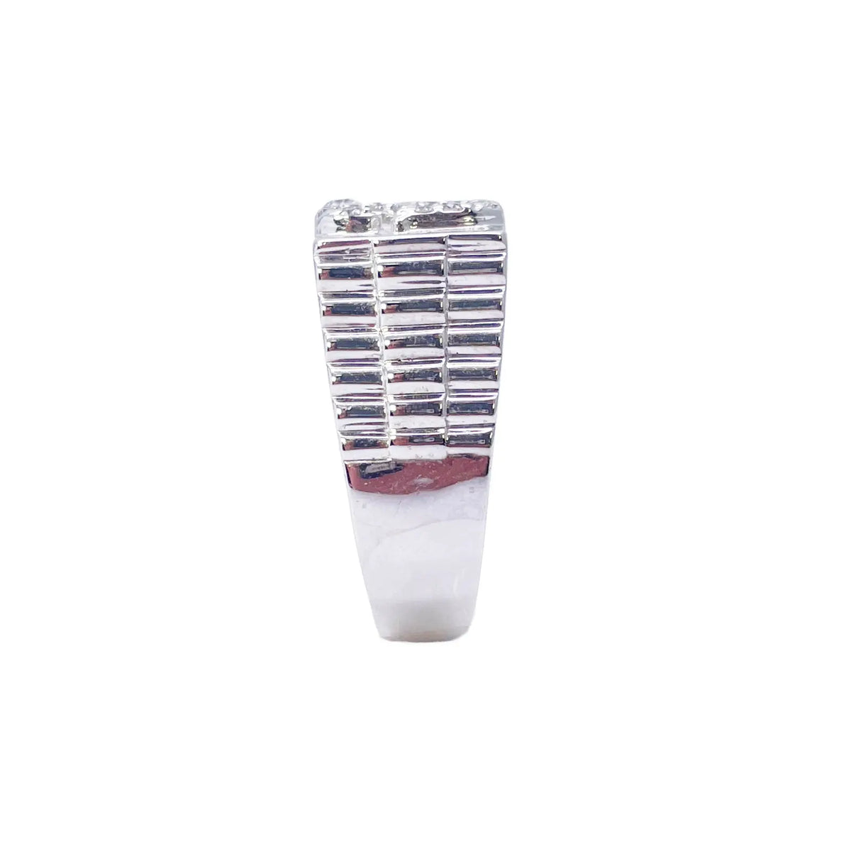 18ct White Gold & Round Natural Diamond Gents OM Signet Ring 0.35ct  Diamond Ring