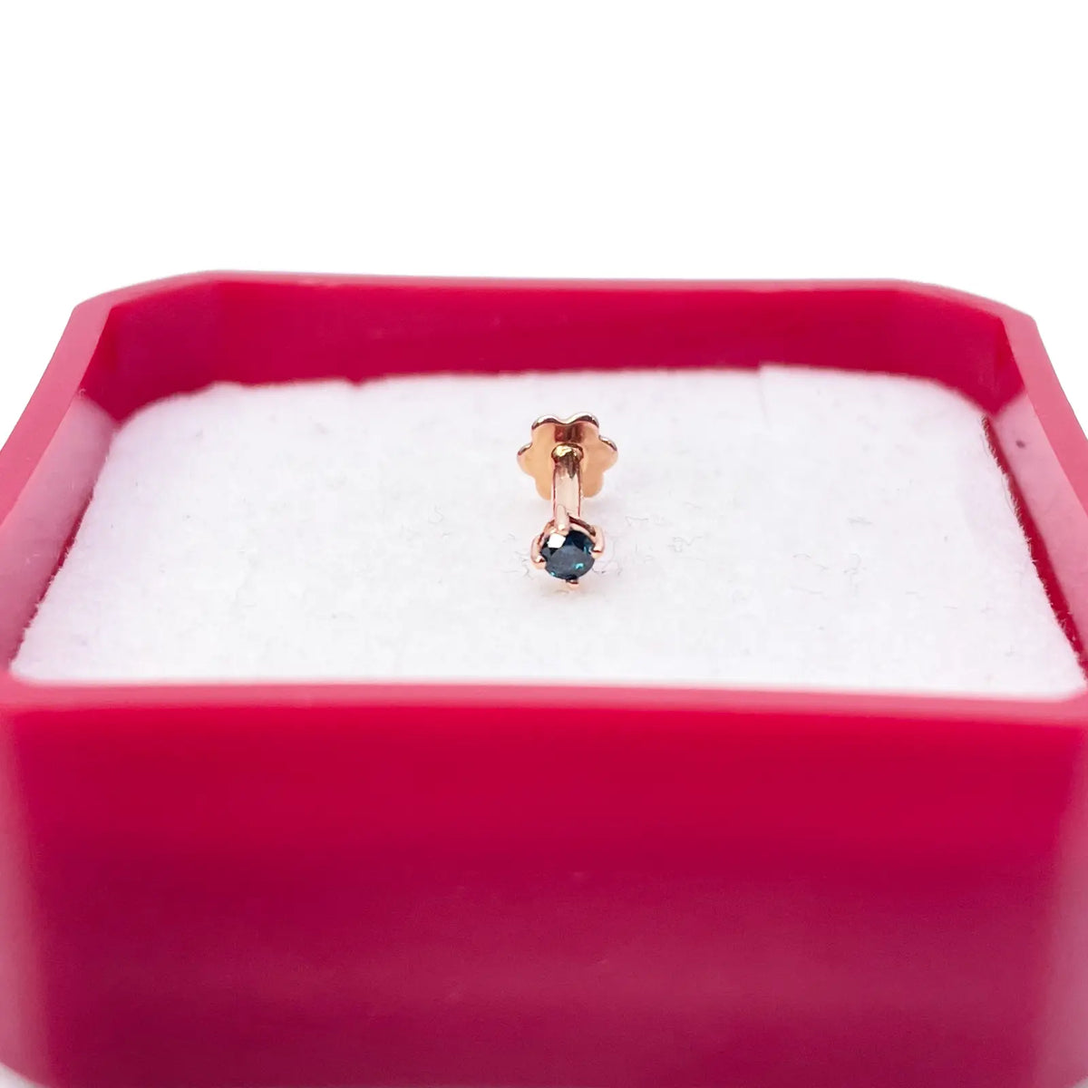 18ct White Or Rose Gold Blue Diamond Nose Stud Pin 0.03ct 4 claw 2mm Width  Body Piercings