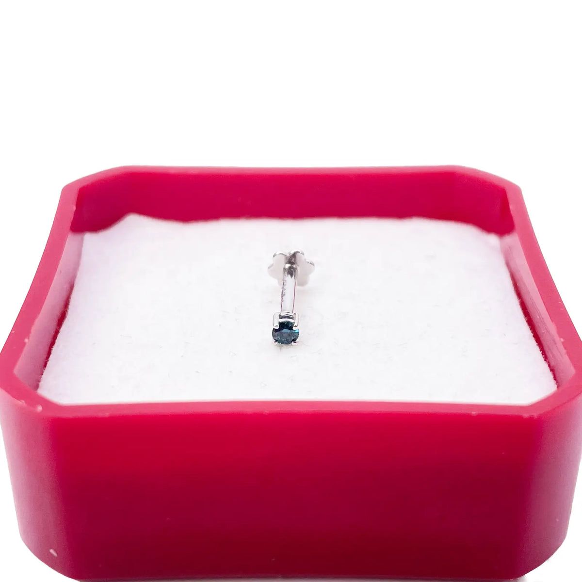 18ct White Or Rose Gold Blue Diamond Nose Stud Pin 0.03ct 4 claw 2mm Width  Body Piercings