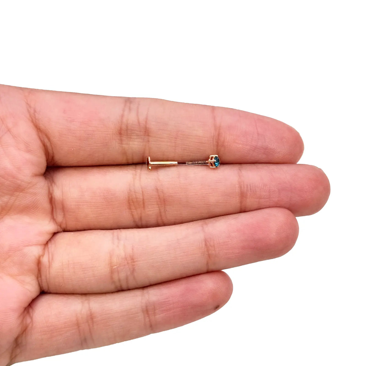 18ct White Or Rose Gold Blue Diamond Nose Stud Pin 0.08ct 4 claw 2.6mm Width  Body Piercings