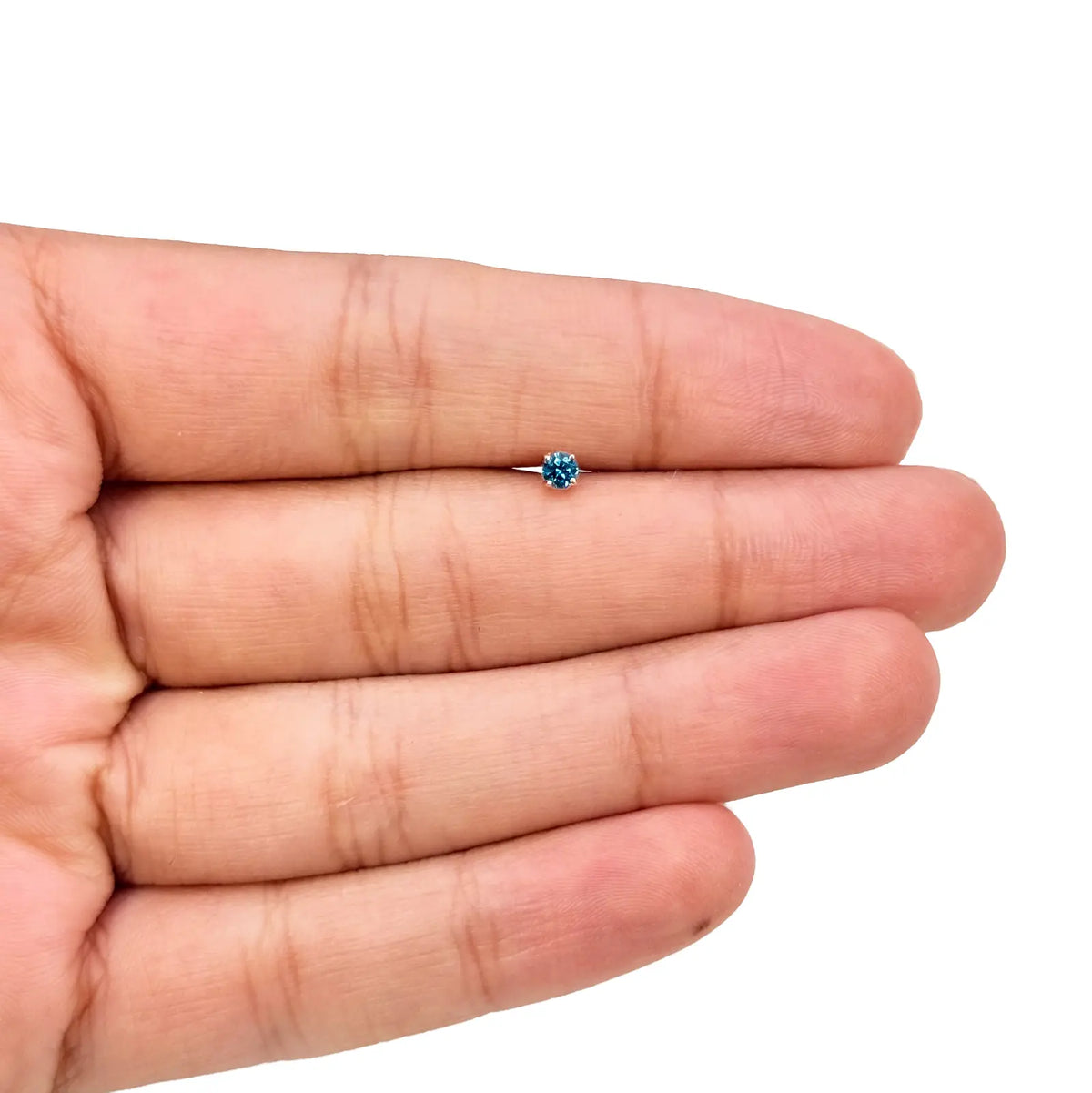 18ct White Or Rose Gold Blue Diamond Nose Stud Pin 0.08ct 4 claw 2.6mm Width  Body Piercings