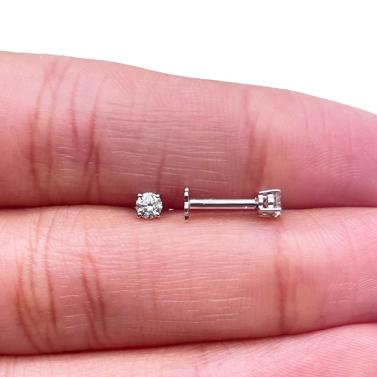 18ct White Or Yellow Gold Diamond Children's Earrings 0.20ct Child friendly 