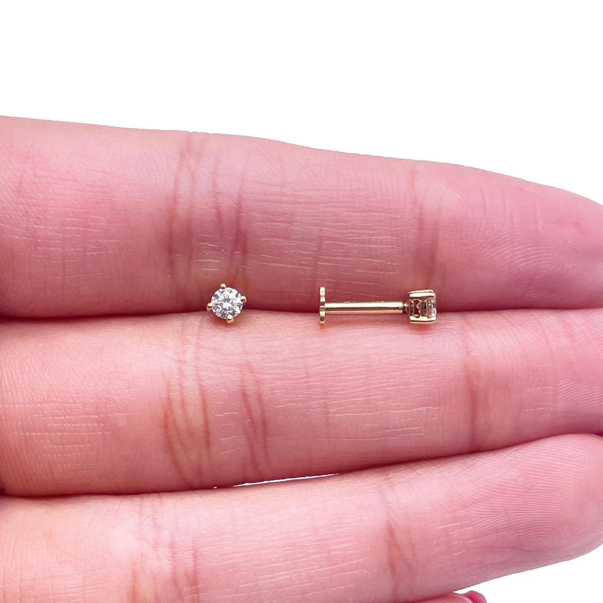 18ct White Or Yellow Gold Diamond Children's Earrings 0.20ct Child friendly 