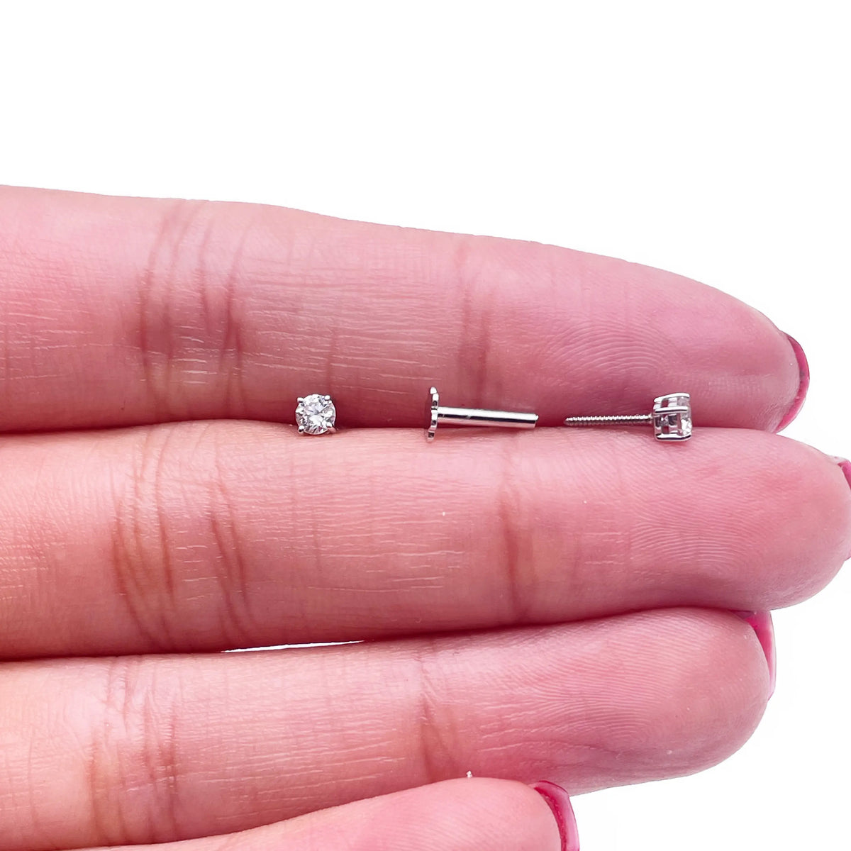 18ct White Or Yellow Gold Diamond Children's Earrings 0.20ct Child friendly 