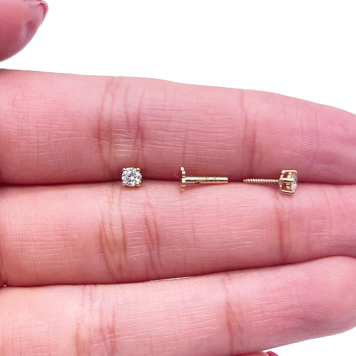 18ct White Or Yellow Gold Diamond Children's Earrings 0.20ct Child friendly 