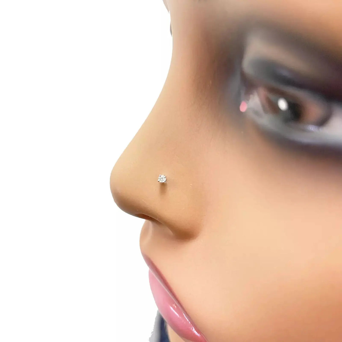 18ct White Or Yellow Gold Diamond Nose Stud Pin 0.02ct 4 claw 1.7mm Width  Body Piercings