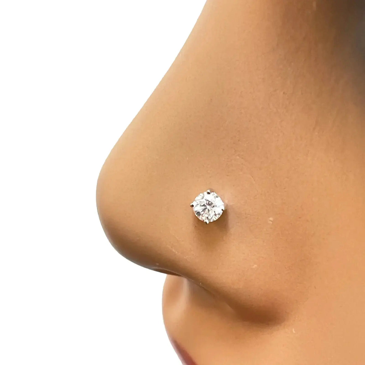 18ct White Or Yellow Gold Diamond Nose Stud Pin 0.12ct 4claw 3.0mm Width  Body Piercings