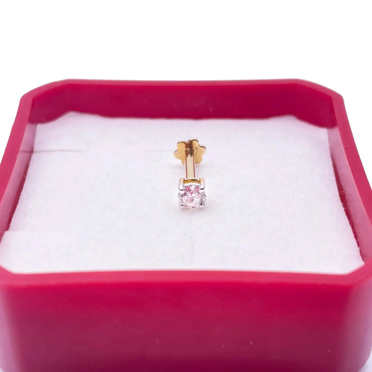 18ct White Or Yellow Gold Diamond Nose Stud Pin 0.12ct 4claw 3.0mm Width  Body Piercings