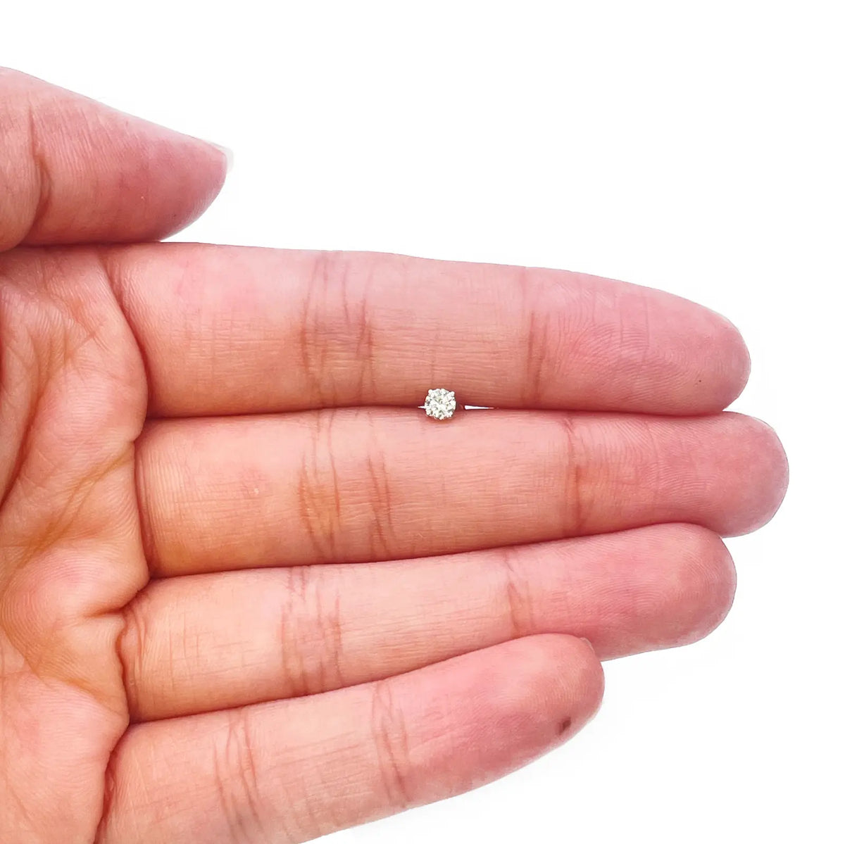 18ct White Or Yellow Gold Diamond Nose Stud Pin 0.12ct 4claw 3.0mm Width  Body Piercings