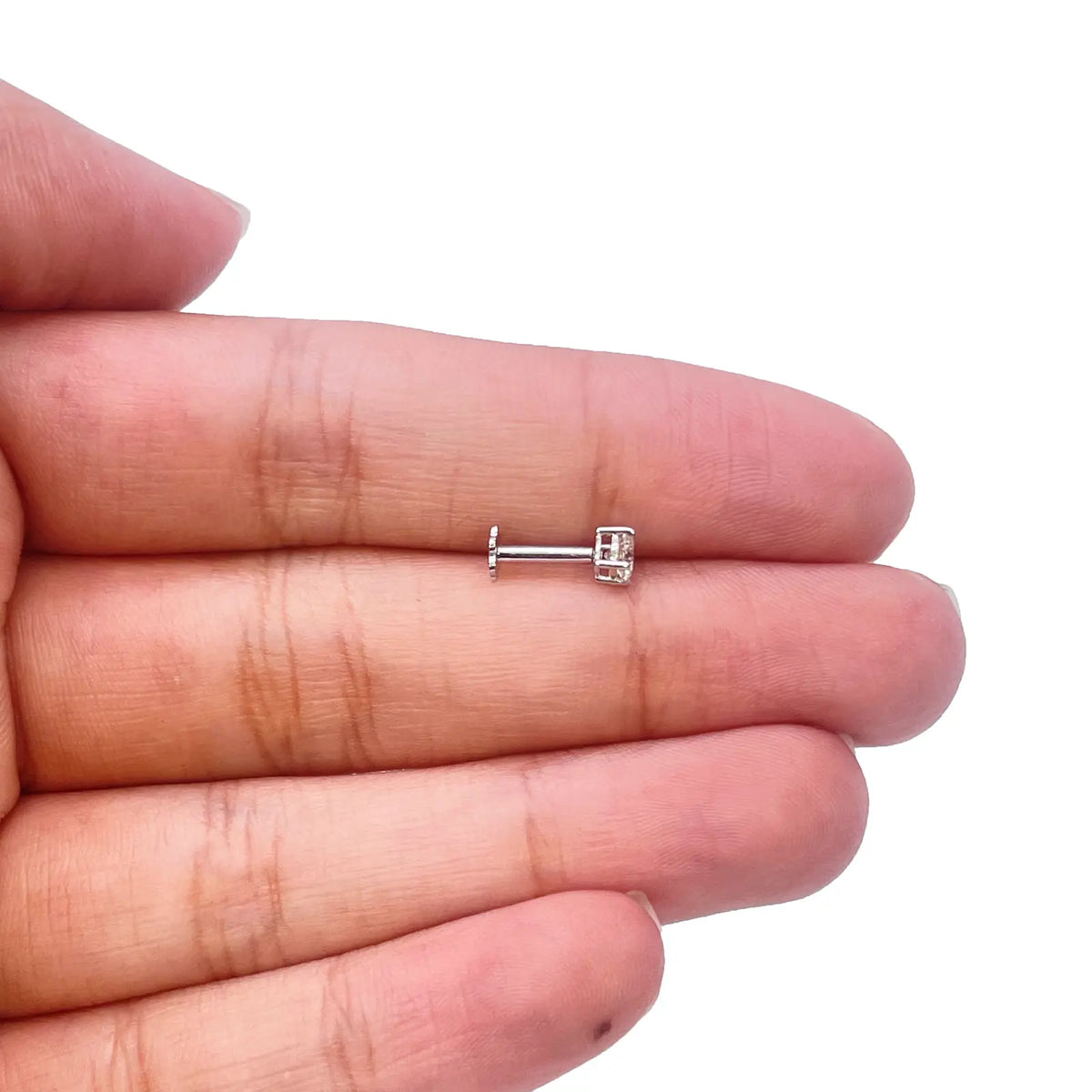 18ct White Or Yellow Gold Diamond Nose Stud Pin 0.15ct 4claw 3.4mm Width  Body Piercings
