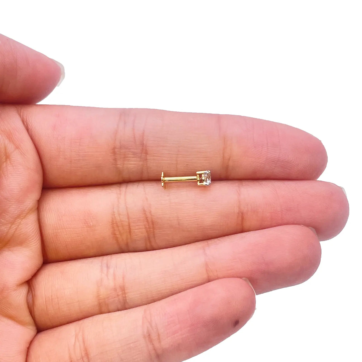 18ct White Or Yellow Gold Diamond Nose Stud Pin 0.15ct 4claw 3.4mm Width  Body Piercings