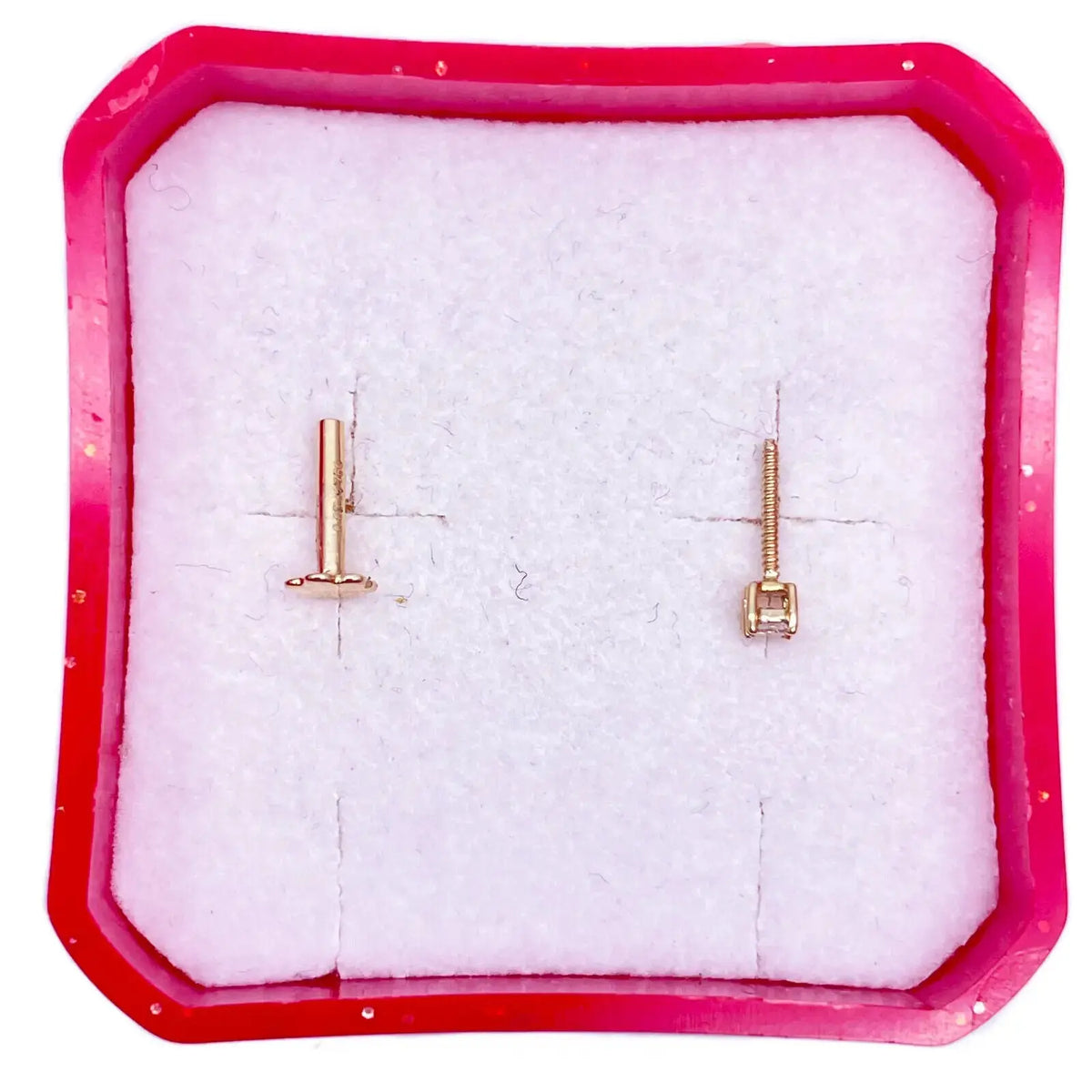 18ct White Or Yellow Gold Princess Diamond Nose Stud Pin 0.03ct 4 claw 2.2mm  Body Piercings