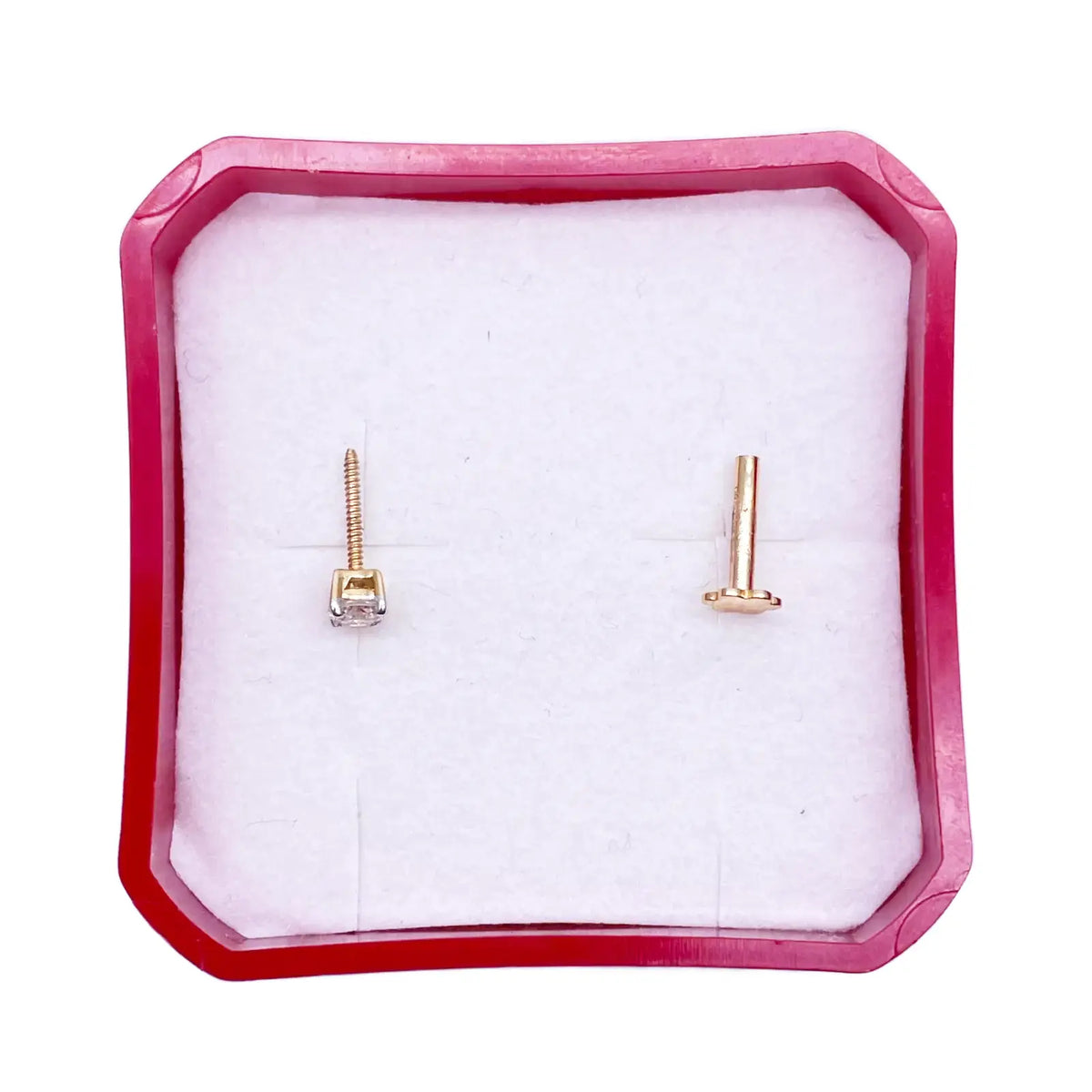 18ct White Or Yellow Gold Round Diamond Nose Stud Pin 0.10ct 4 claw 2.9mm  Body Piercings