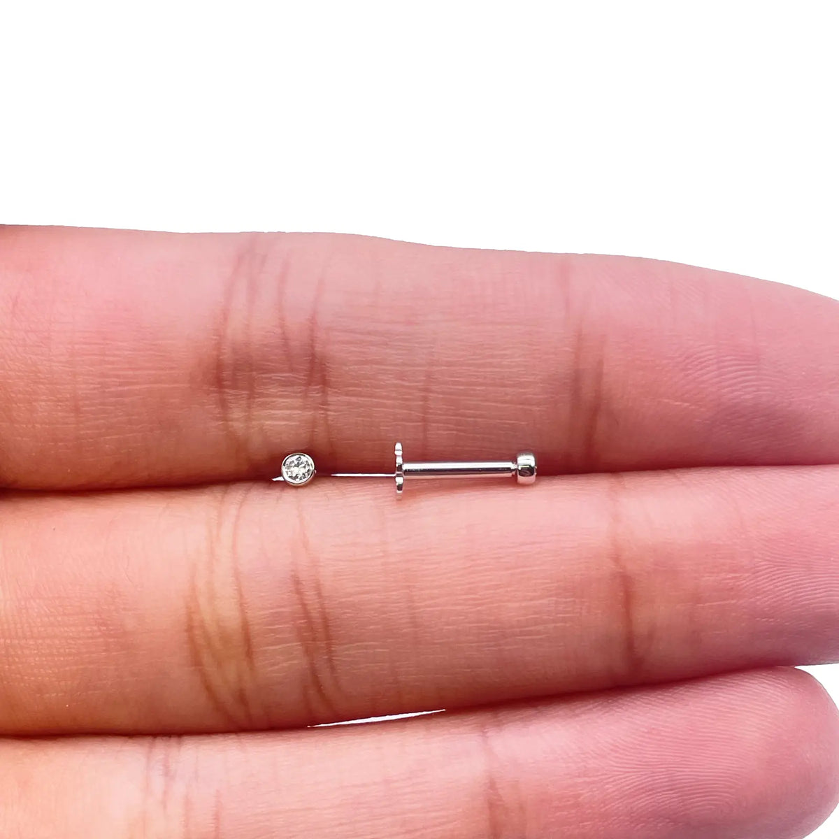 18ct White/Yellow Gold Diamond Bezel Children's Earrings 0.04ct Child friendly 