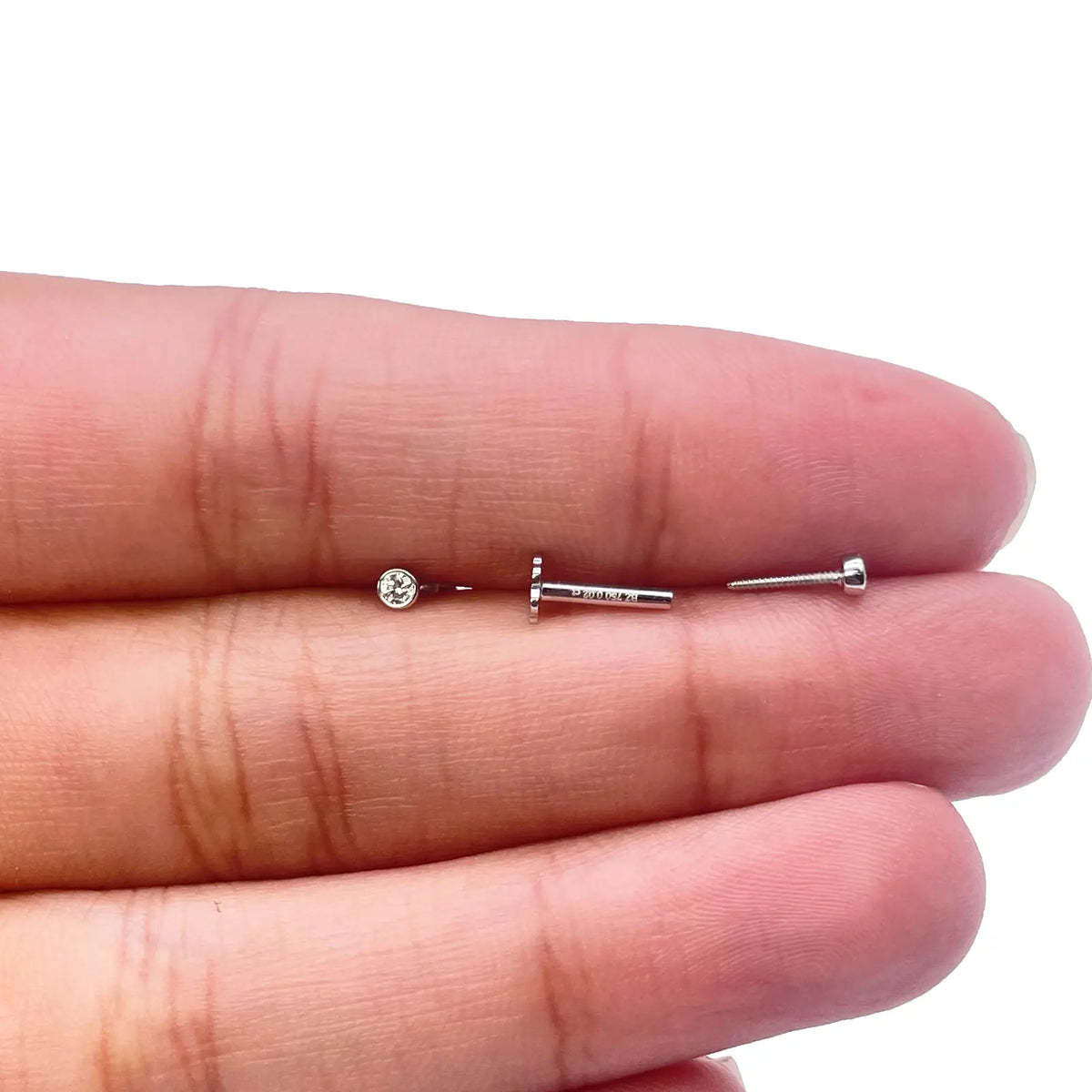 18ct White/Yellow Gold Diamond Bezel Children's Earrings 0.04ct Child friendly 