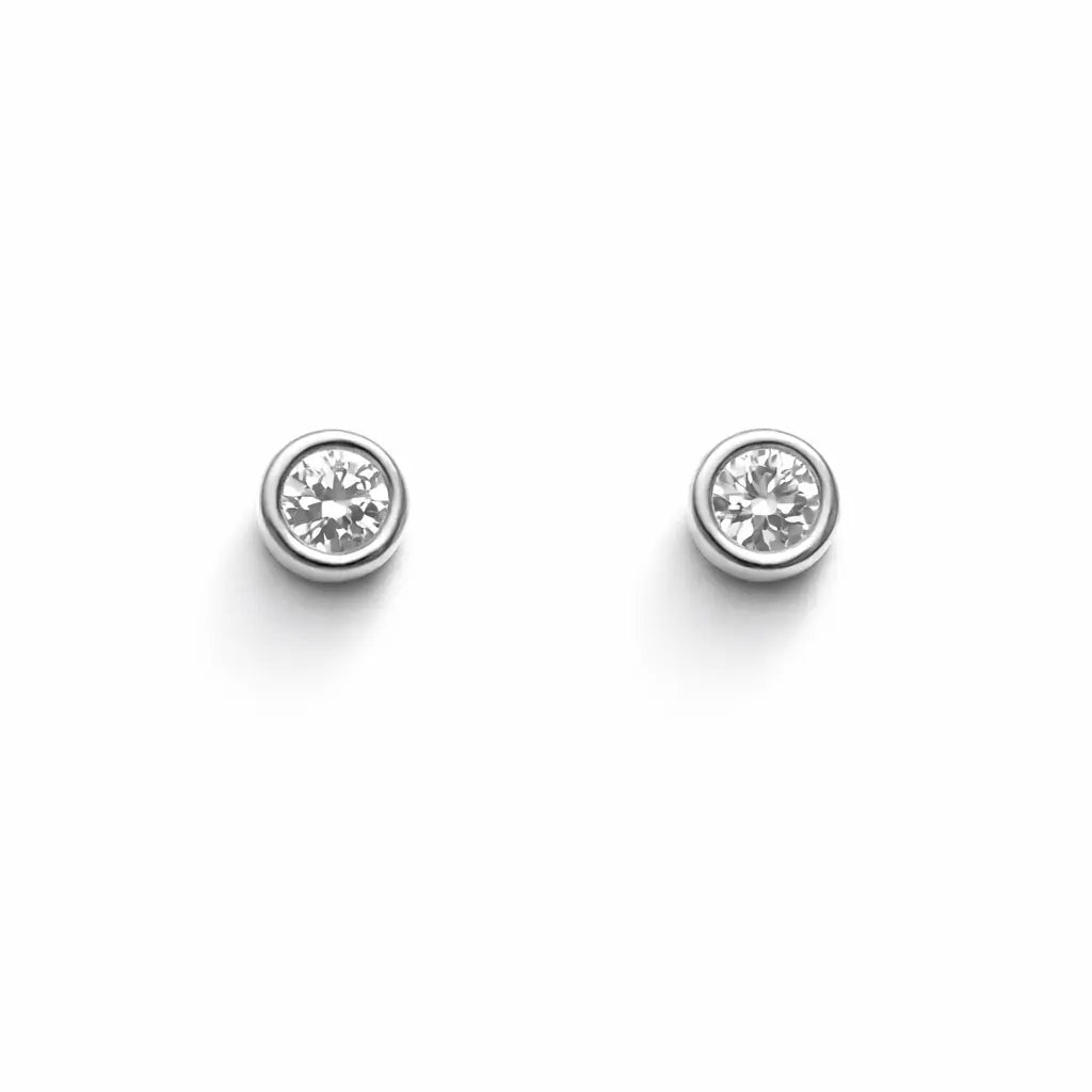 18ct White/Yellow Gold Diamond Bezel Children's Earrings 0.04ct Child friendly  Children's diamond earring