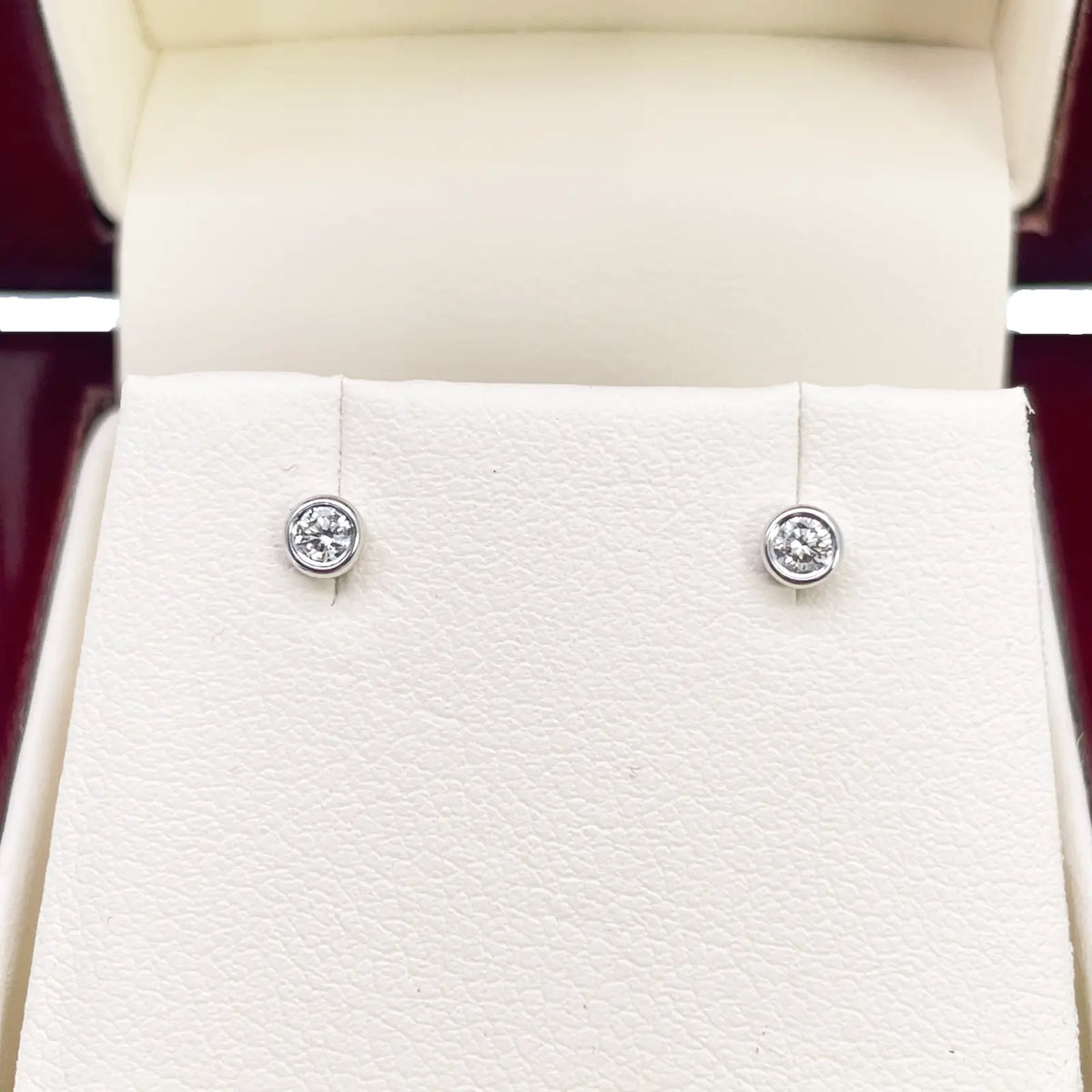18ct White/Yellow Gold Diamond Bezel Children's Earrings 0.10ct 
