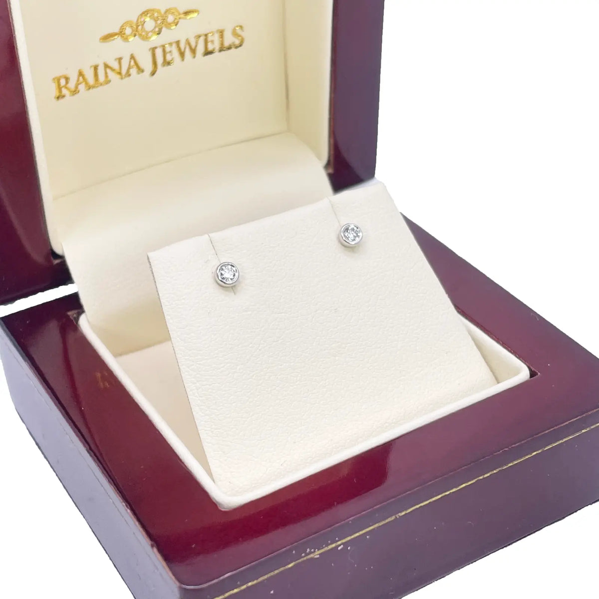 18ct White/Yellow Gold Diamond Bezel Children's Earrings 0.10ct 