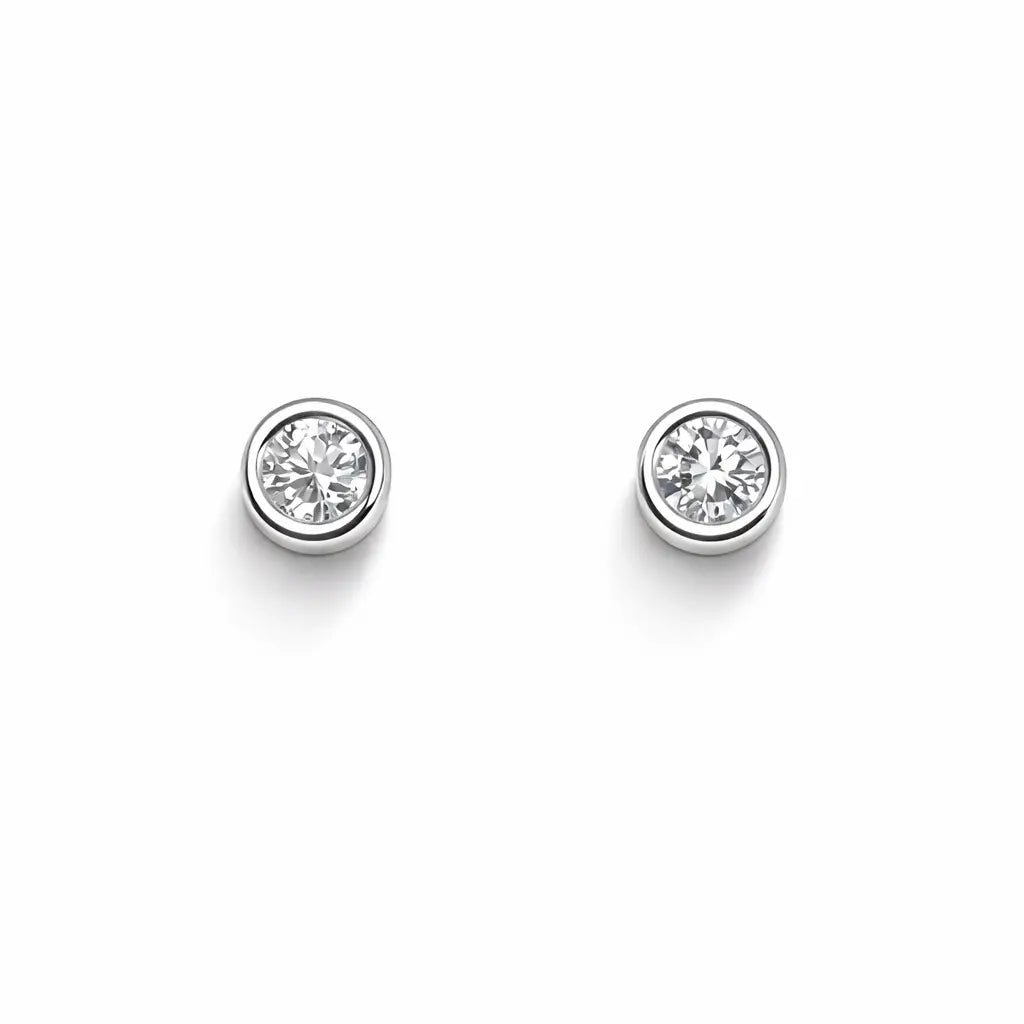 18ct White/Yellow Gold Diamond Bezel Children's Earrings 0.10ct  Children's diamond earring