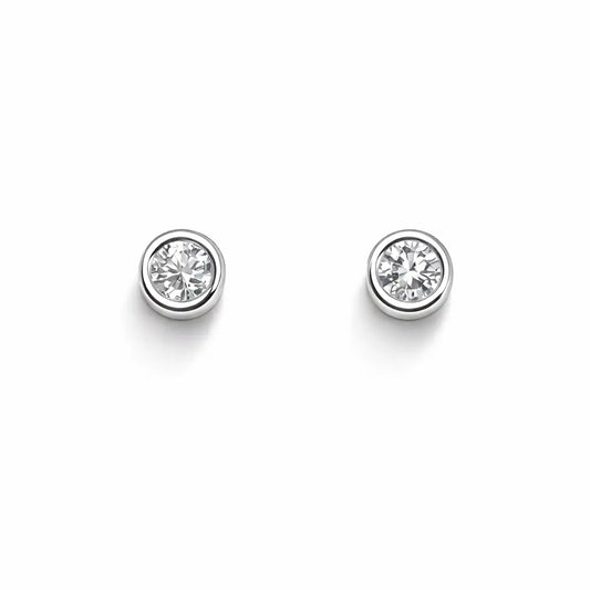18ct White/Yellow Gold Diamond Bezel Children's Earrings 0.10ct  Children's diamond earring