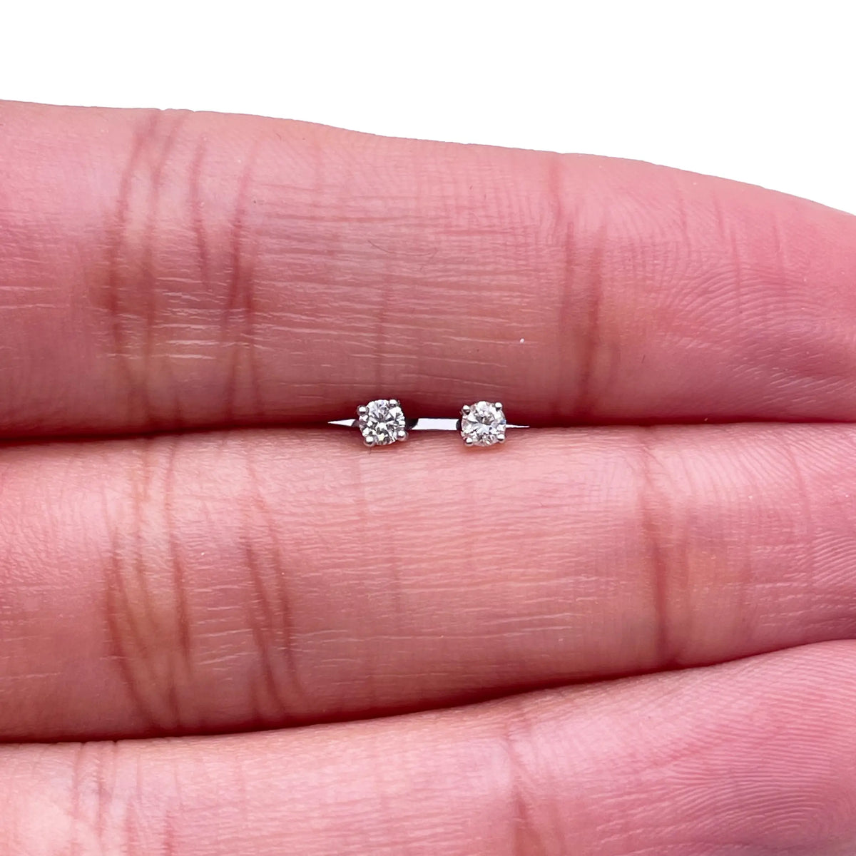 18ct White/Yellow Gold Diamond Children's Earrings 0.10ct Child friendly 
