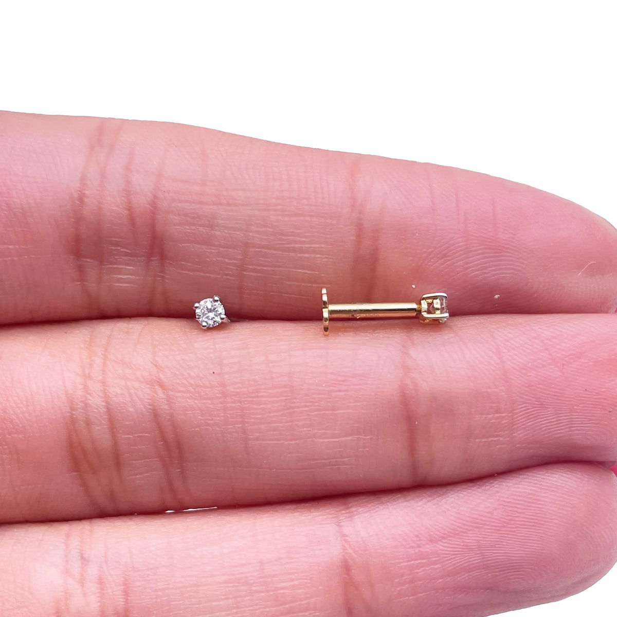 18ct White/Yellow Gold Diamond Children's Earrings 0.10ct Child friendly 