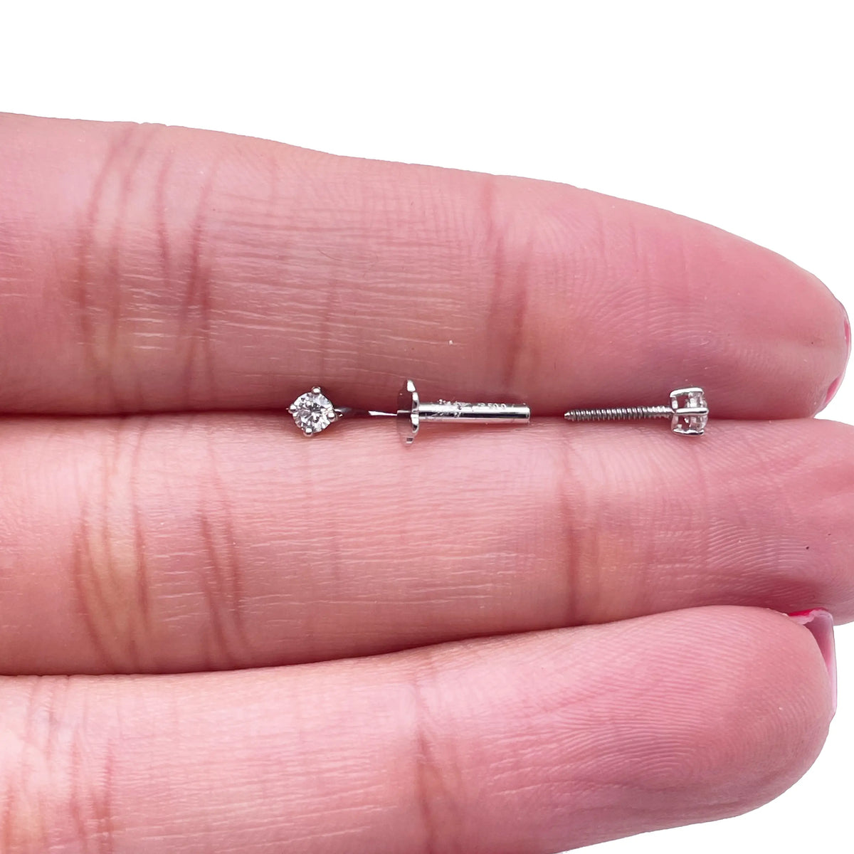 18ct White/Yellow Gold Diamond Children's Earrings 0.10ct Child friendly 
