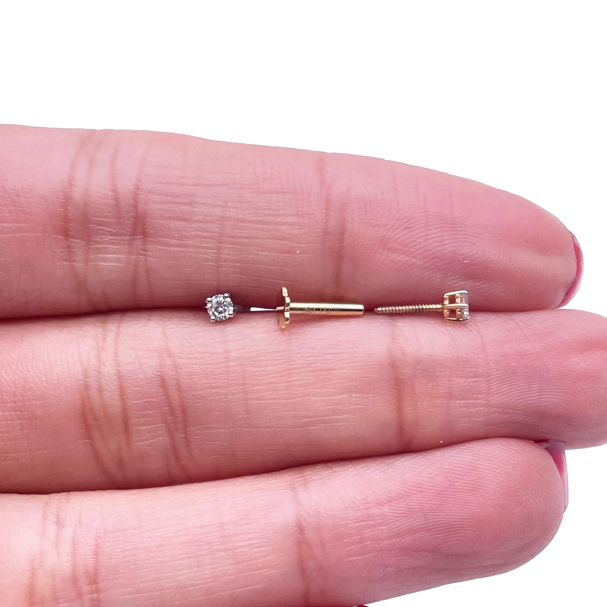 18ct White/Yellow Gold Diamond Children's Earrings 0.10ct Child friendly 