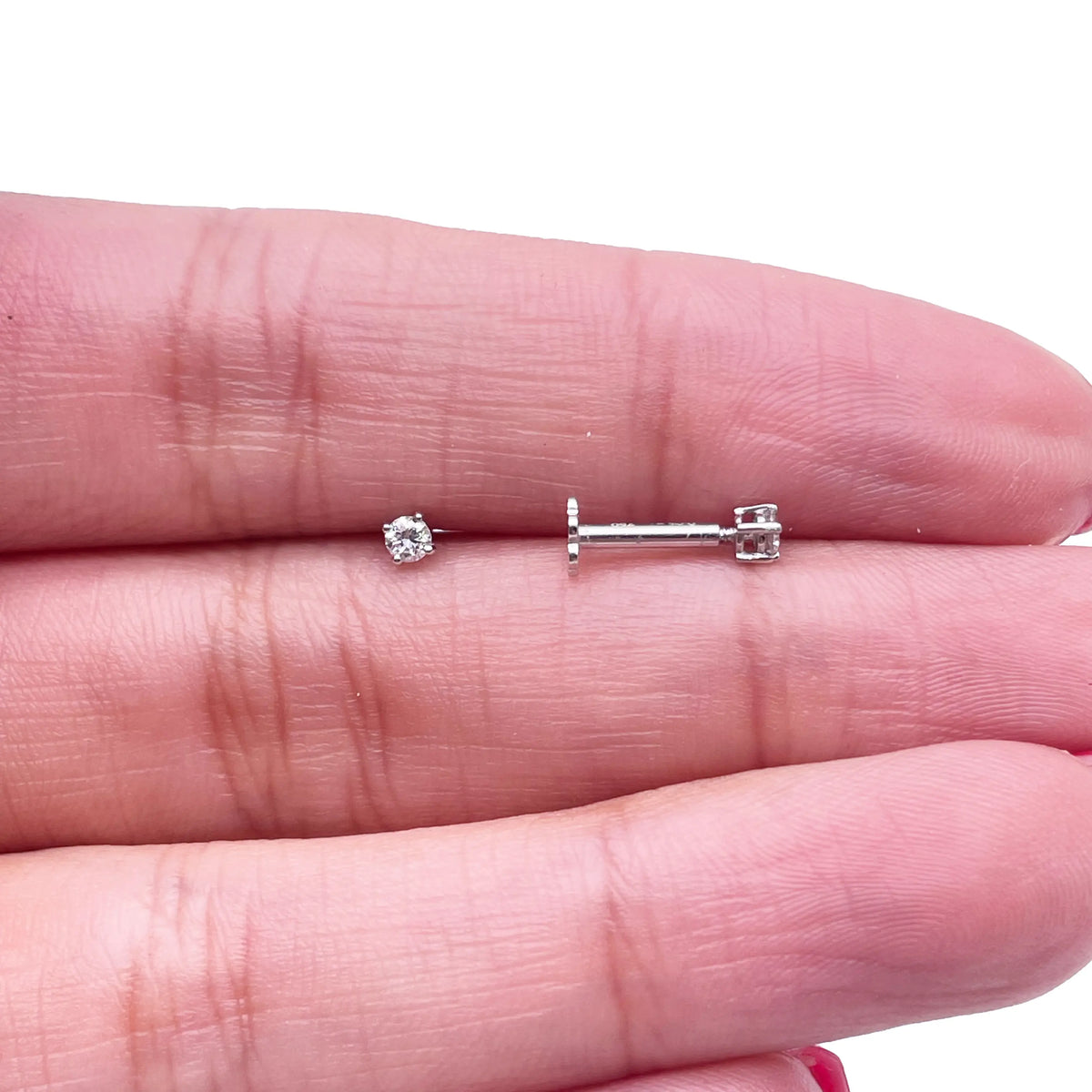 18ct White/Yellow Gold Diamond Children's Earrings 0.10ct Child friendly 