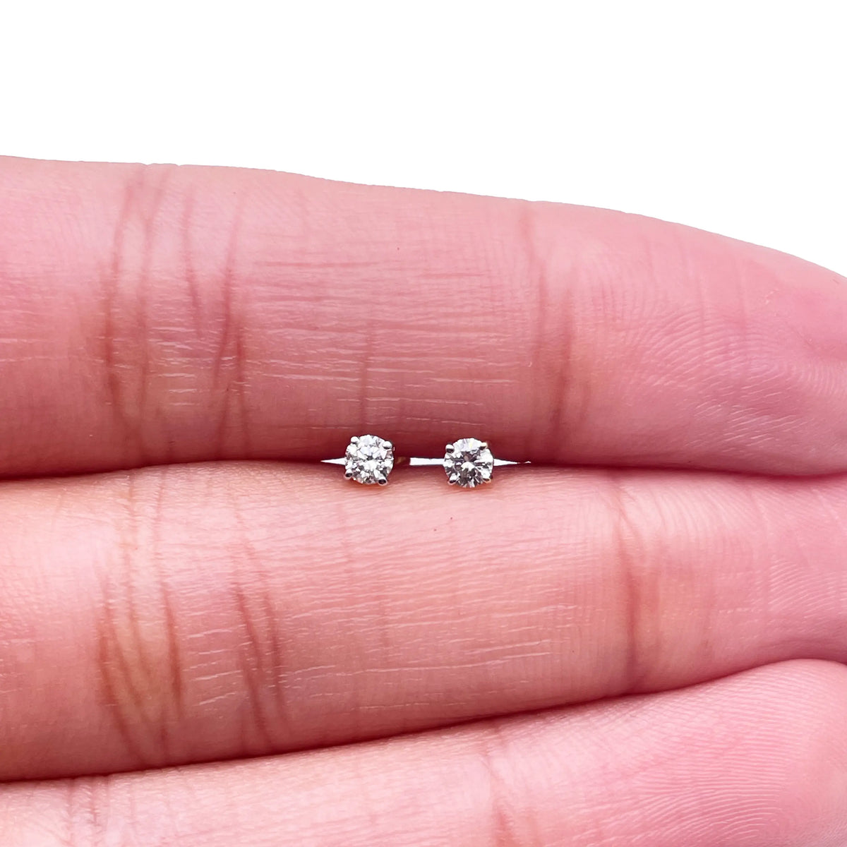 18ct White/Yellow Gold Diamond Children's Earrings 0.14ct Child friendly 