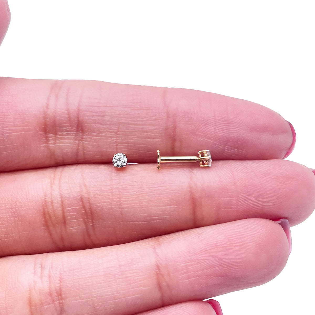 18ct White/Yellow Gold Diamond Children's Earrings 0.14ct Child friendly 